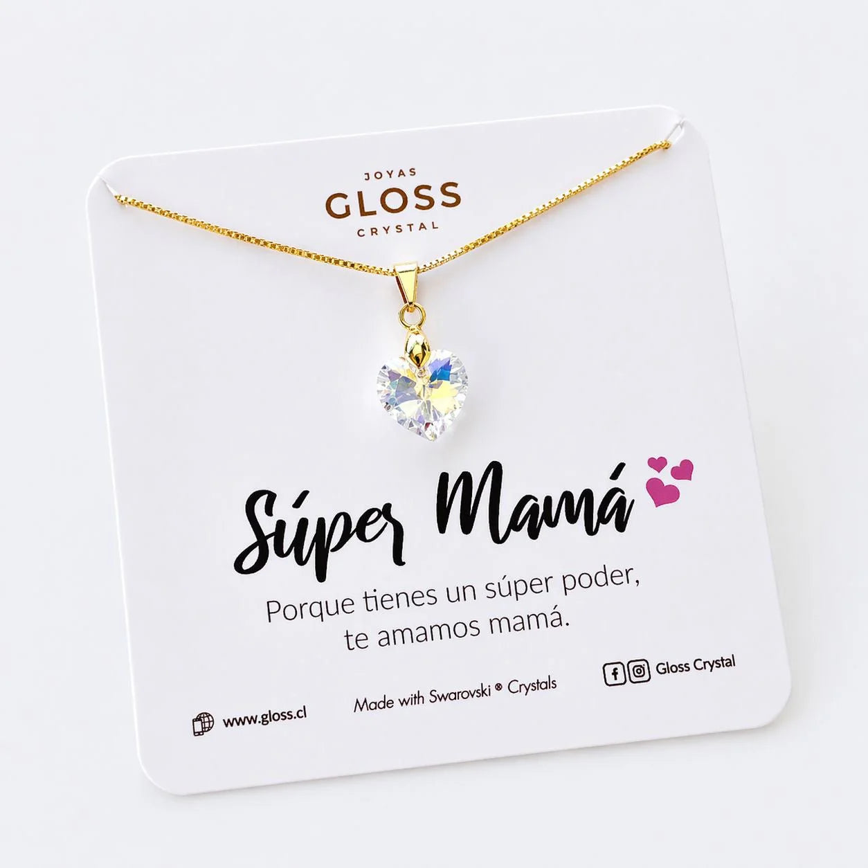 Collar Súper Mamá Oro 18k - Joyas Gloss Crystal