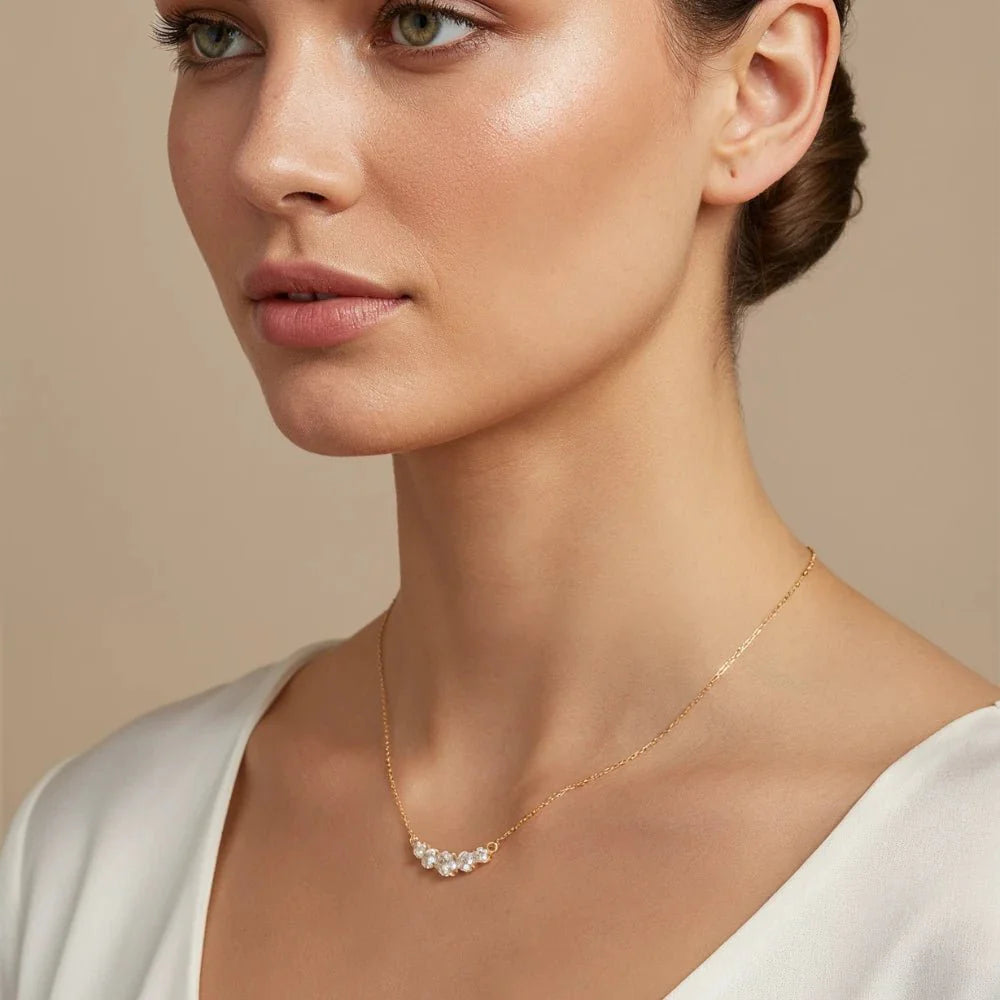 Collar Tridente Baño de Oro 18k - Joyas Gloss Crystal