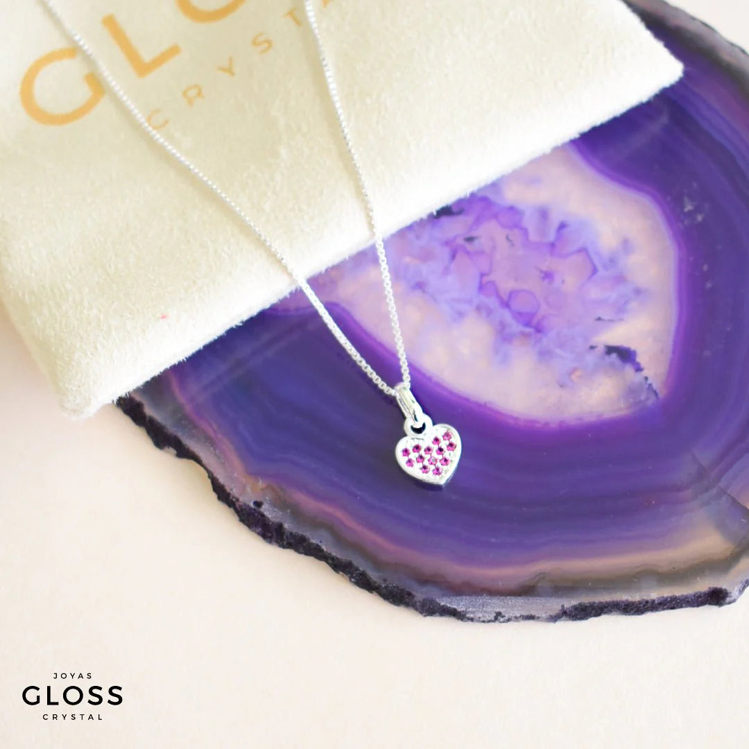 Collar Tú y yo corazón Plata - Joyas Gloss Crystal