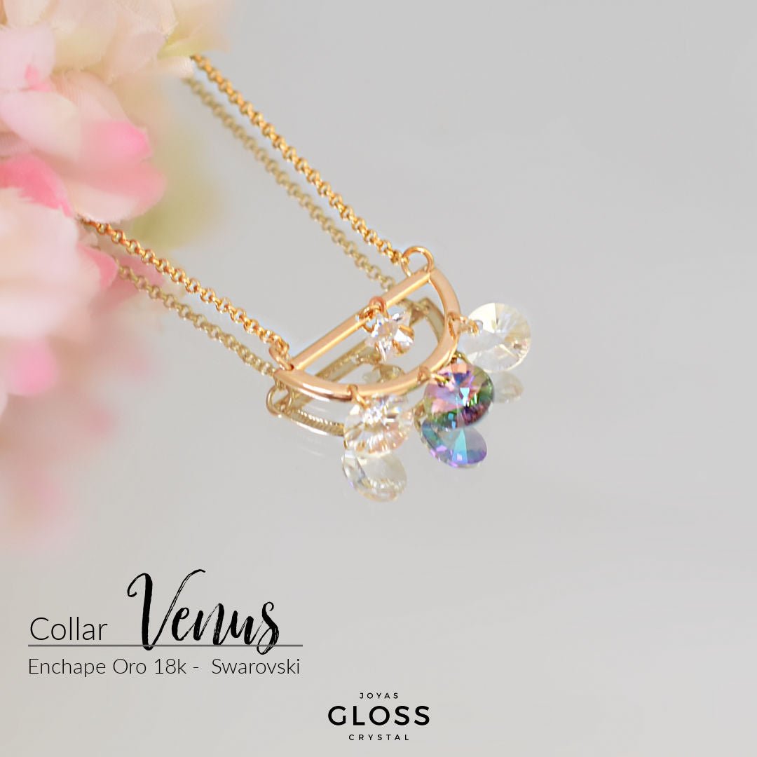 Collar Venus de Cristal Oro Swarovski - Joyas Gloss Crystal