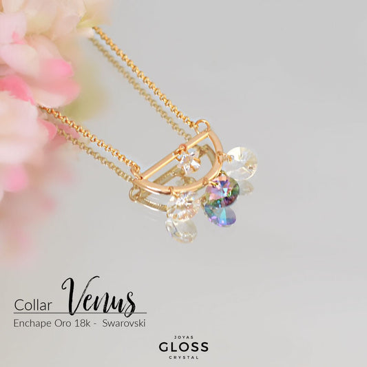 Collar Venus de Cristal Oro Swarovski - Joyas Gloss Crystal