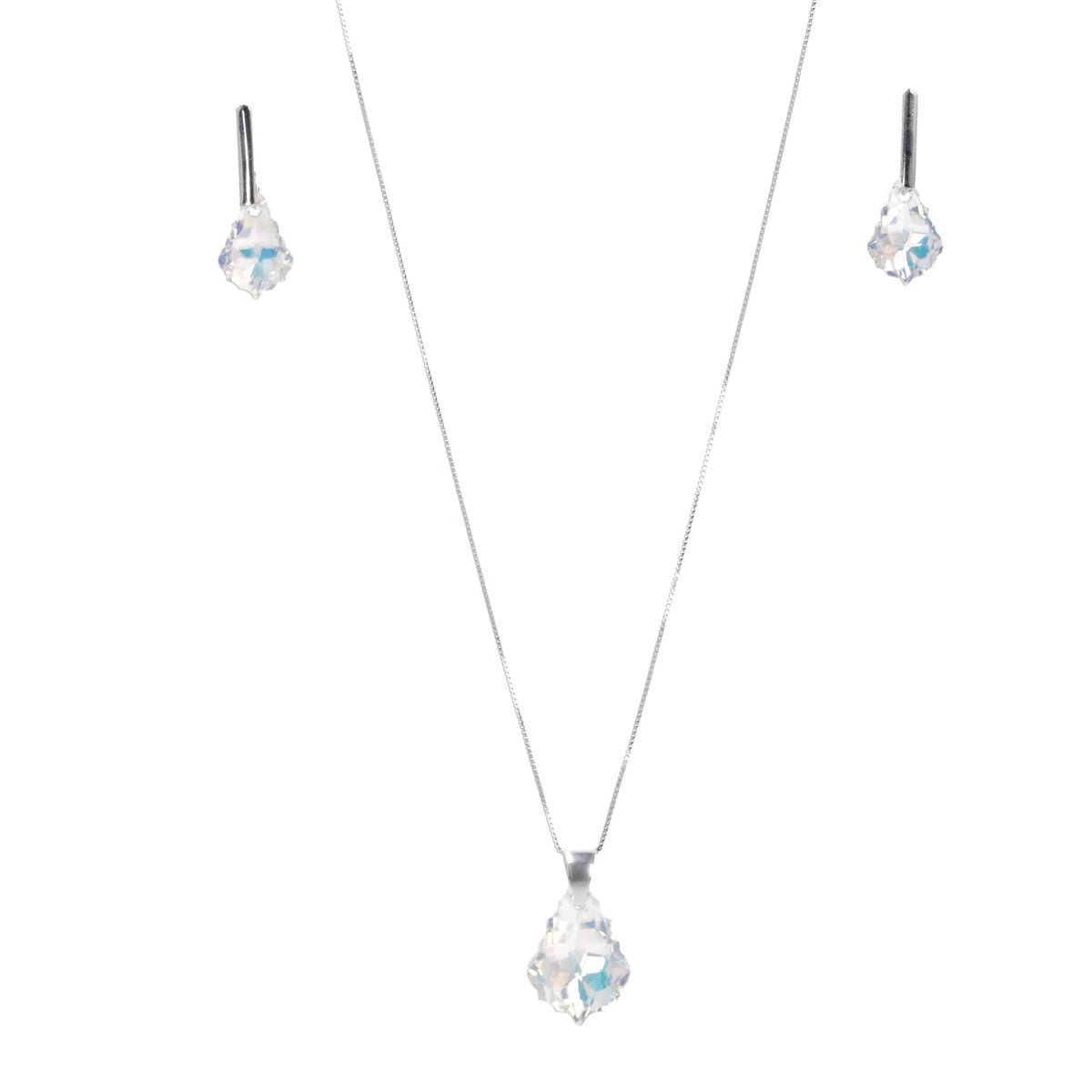 Conjunto Barroco Plata Cristal Genuino - Joyas Gloss Crystal