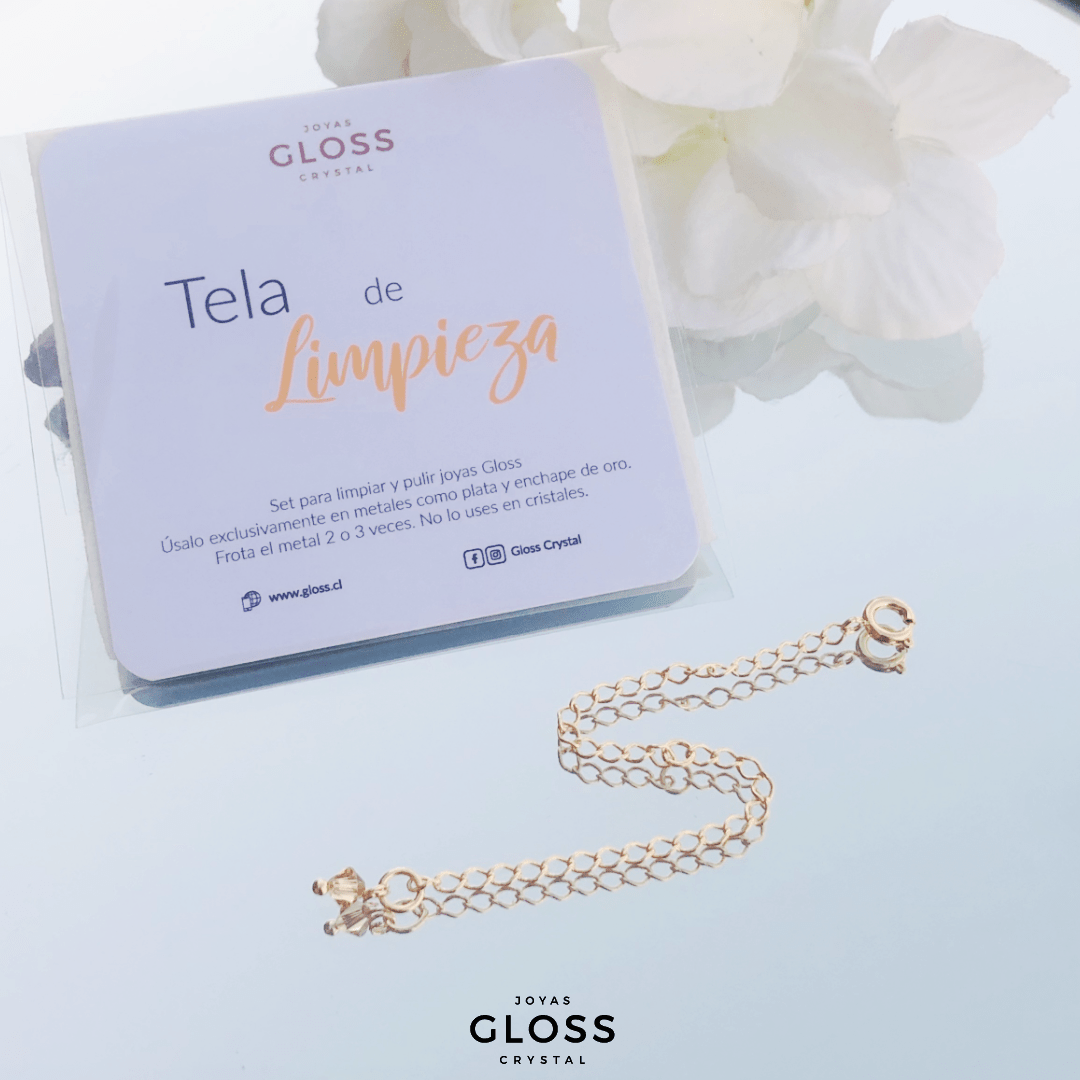 Kit alargue extensor Oro + Tela limpieza - Joyas Gloss Crystal