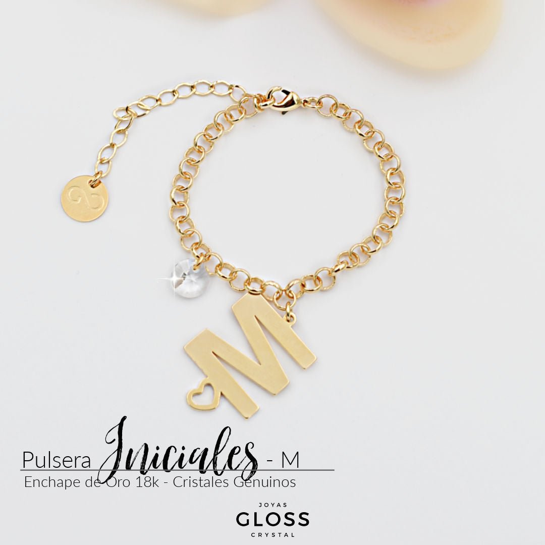 Pulsera Iniciales - Letra Grande - Joyas Gloss Crystal