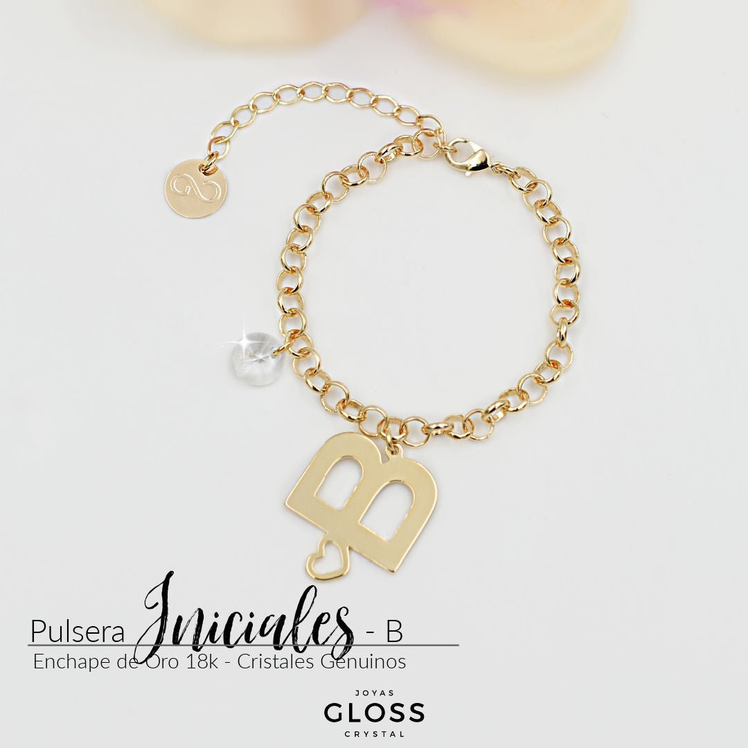 Pulsera Iniciales - Letra Grande - Joyas Gloss Crystal