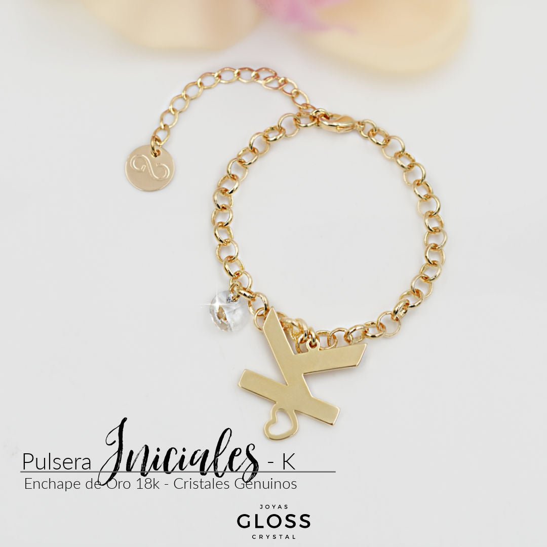 Pulsera Iniciales - Letra Grande - Joyas Gloss Crystal