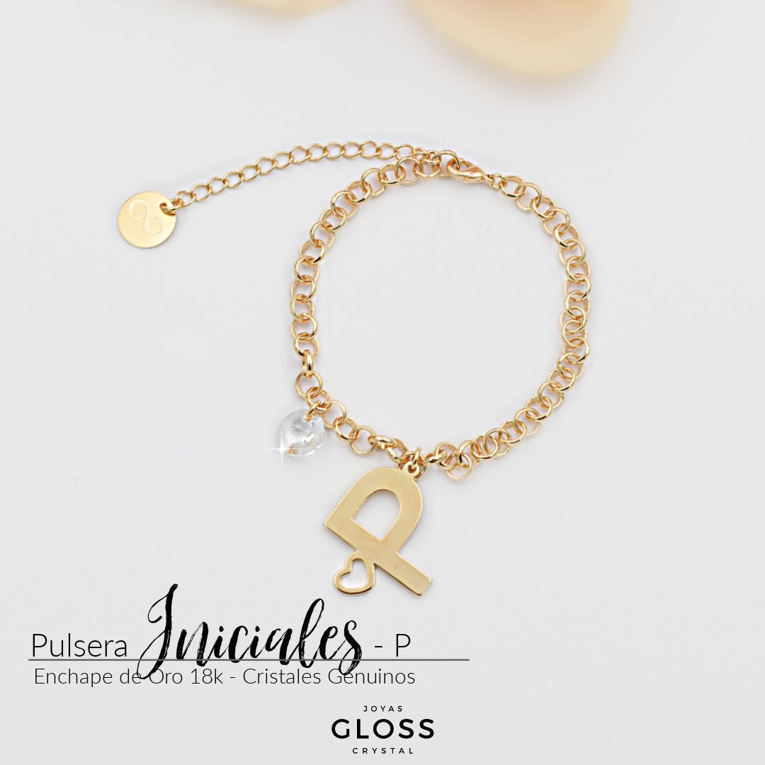 Pulsera Iniciales - Letra Grande - Joyas Gloss Crystal