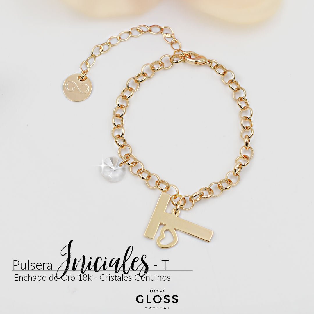 Pulsera Iniciales - Letra Grande - Joyas Gloss Crystal