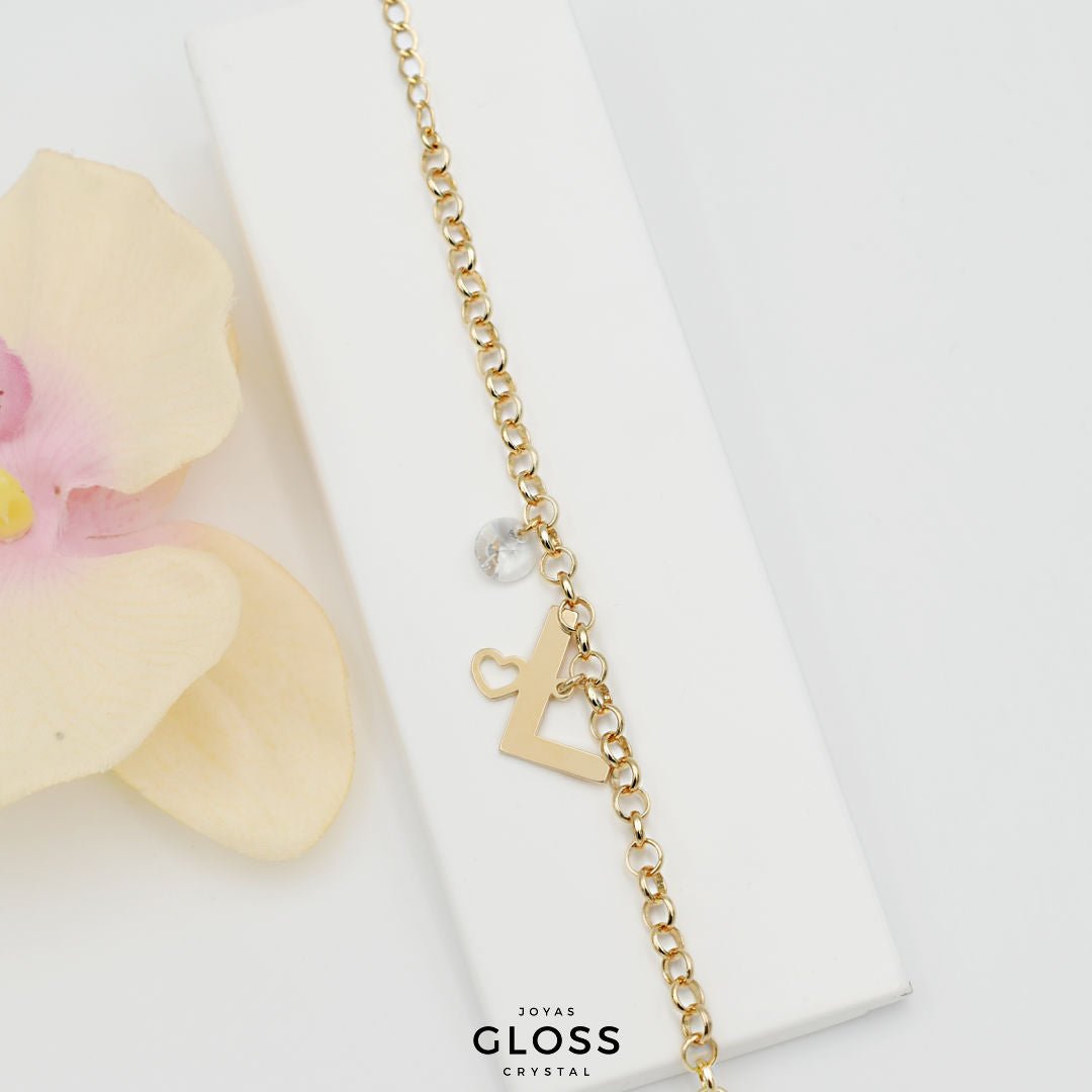 Pulsera Iniciales - Letra Grande - Joyas Gloss Crystal