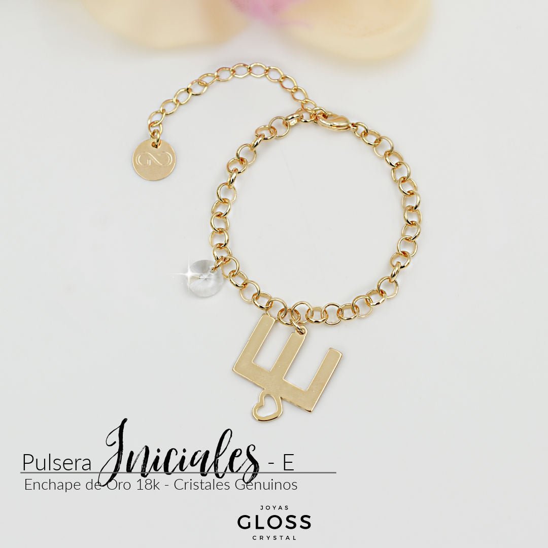 Pulsera Iniciales - Letra Grande - Joyas Gloss Crystal