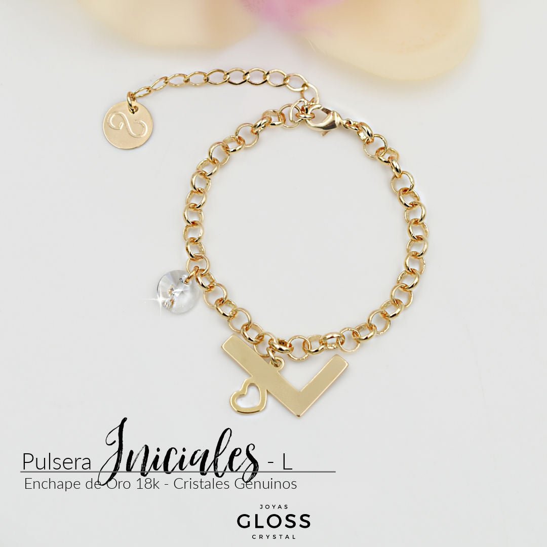 Pulsera Iniciales - Letra Grande - Joyas Gloss Crystal