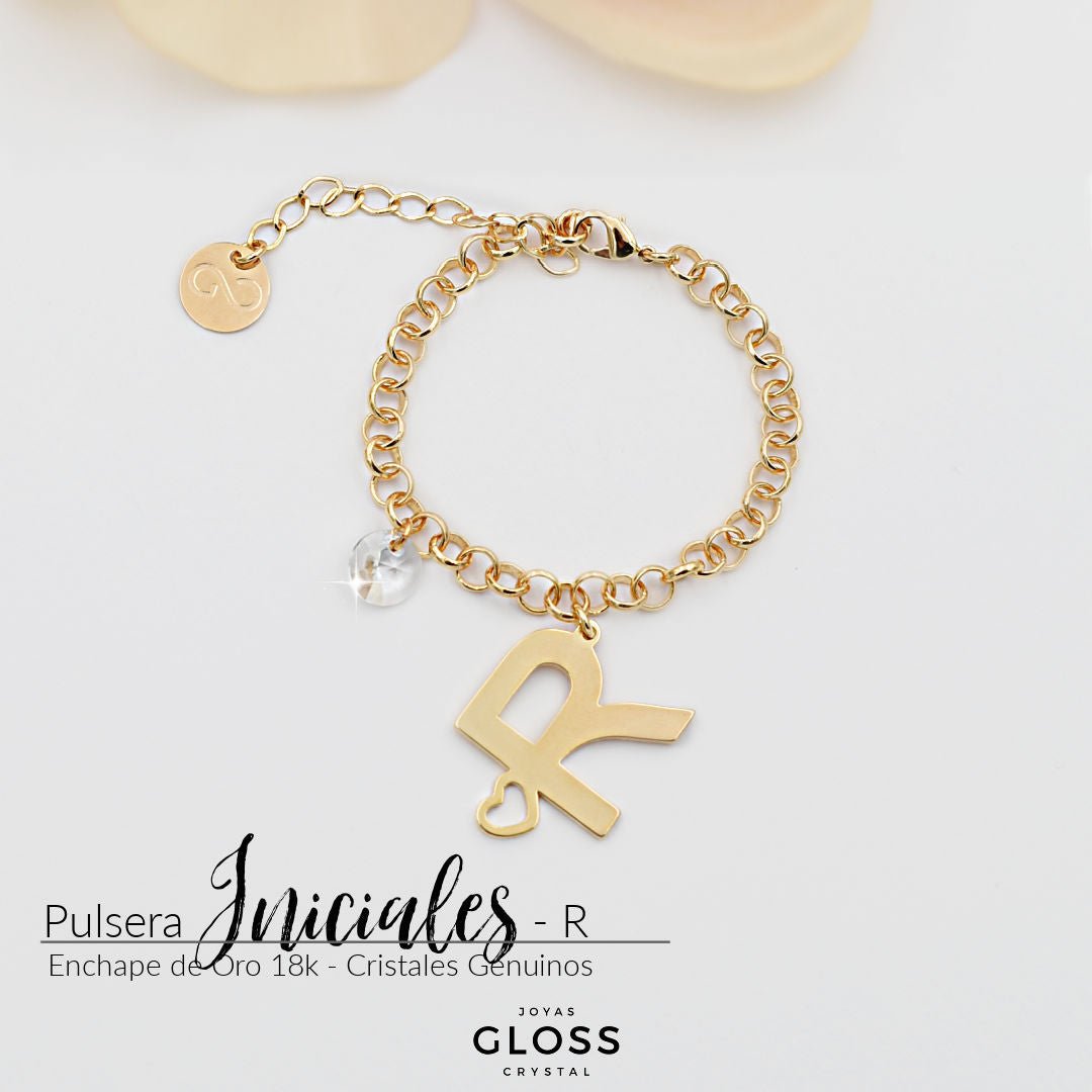 Pulsera Iniciales - Letra Grande - Joyas Gloss Crystal