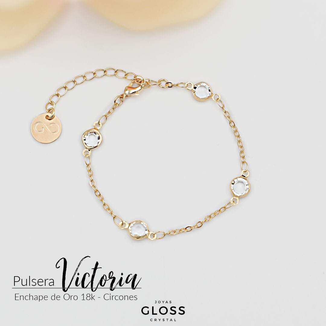 Pulsera Victoria Oro - Joyas Gloss Crystal